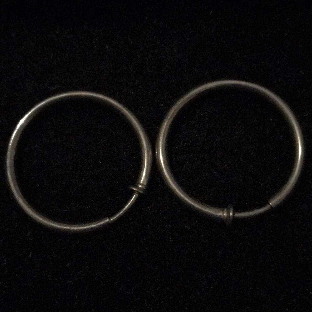 Clip on dangle dangly earrings silver hoops small!